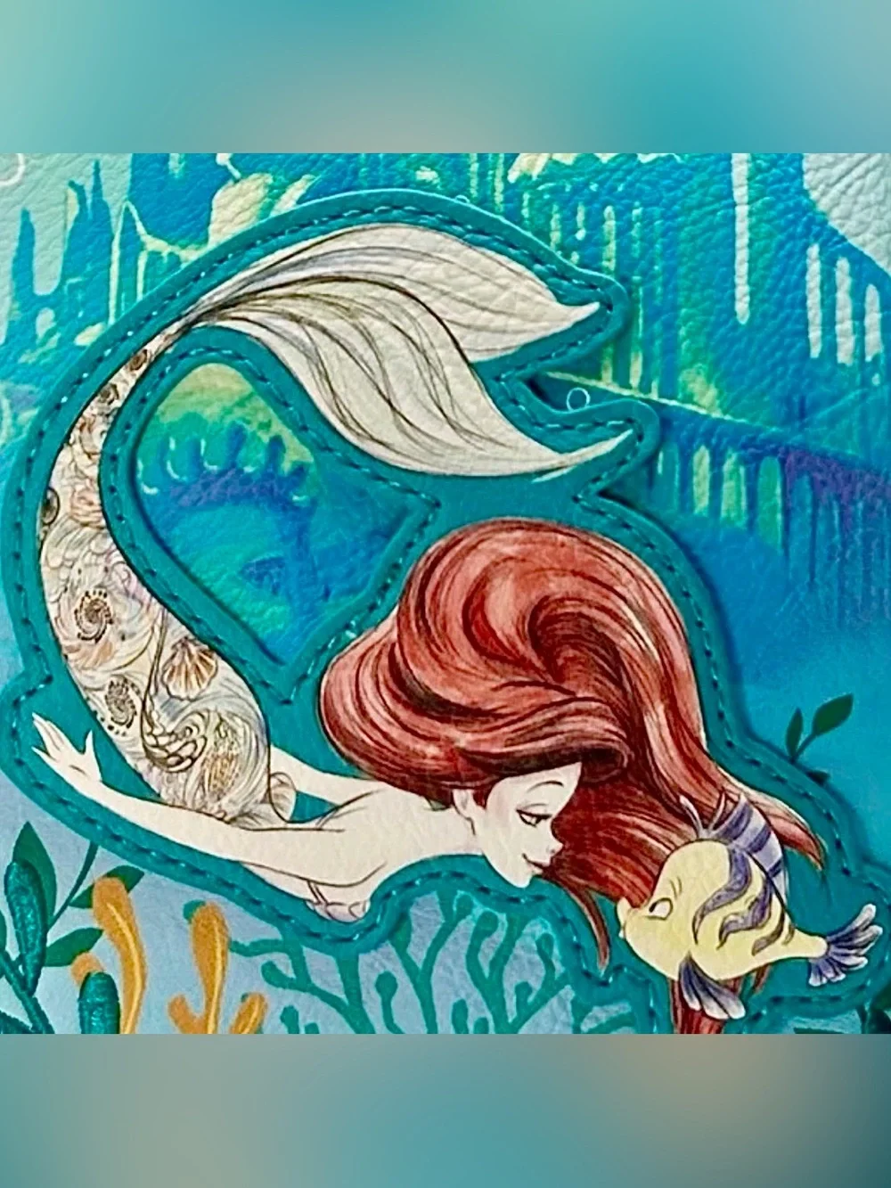 NEW Loungefly Disney Little Mermaid ARIEL Atlantica Flounder Kisslock Backpack